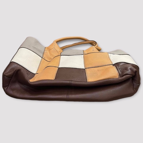 orYANY Large Pebbled Leather Patchwork Color Block Summer Tote - Picture 5 of 11